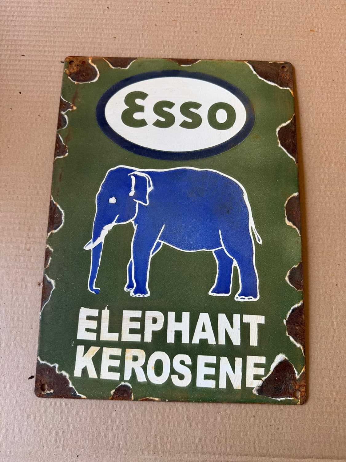 Lot 15 - ESSO ELEPHANT KEROSENE ENAMEL SIGN 14" X 10"