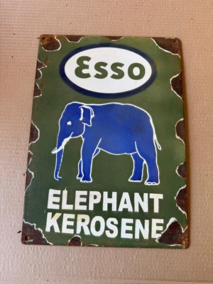 Lot 15 - ESSO ELEPHANT KEROSENE ENAMEL SIGN 14" X 10"