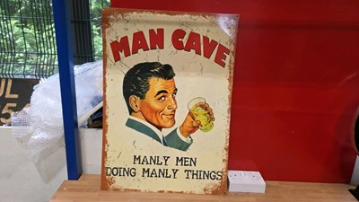 Lot 741 - MAN SHED DOING MAN THINGS REPRO SIGN 28" X 20"
