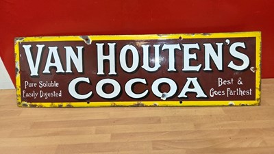 Lot 332 - VAN HOUTEN'S COCOA ENAMEL SIGN 24" X 7"