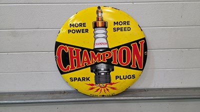 Lot 11 - CHAMPION SPARK PLUGS ENAMEL SIGN 20" DIA