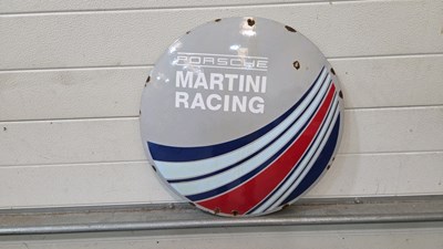 Lot 109 - PORSCHE MARTINI RACING ENAMEL SIGN 20" DIA