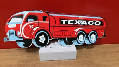 Lot 327 - TEXACO RED TRUCK ENAMEL SIGN 16" X 6"