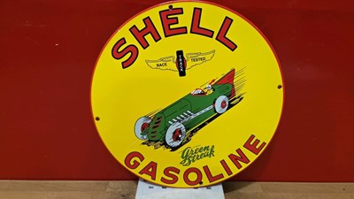 Lot 321 - SHELL GASOLINE ENAMEL SIGN 12" DIA