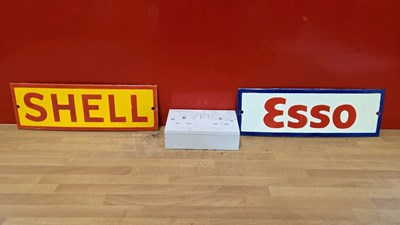 Lot 565 - SMALL ESSO & SHELL ENAMEL SIGNS 12" X 4"