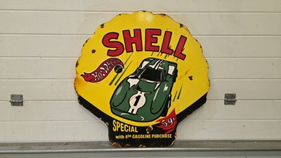 Lot 61 - SHELL HOTWHEELS ENAMEL SIGN 30" DIA