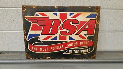 Lot 333 - BSA MOTOR CYCLE ENAMEL SIGN 15" X 11"