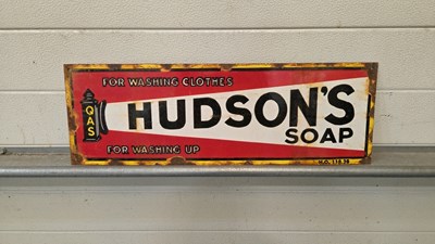 Lot 637 - HUDSON'S SOAP ENAMEL SIGN 24" X 8"