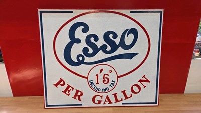 Lot 755 - ESSO 15'D PER GALLON WOODEN HAND PAINTED SIGN 24" X 20"
