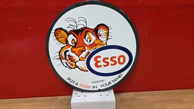 Lot 445 - ESSO PUT A TIGER IN YOUR TANK ENAMEL SIGN 12" DIA