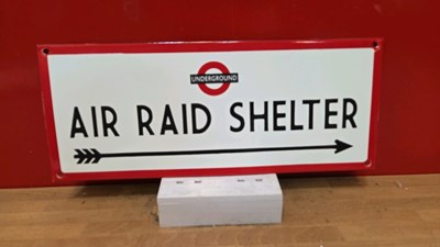 Lot 451 - AIR RAID SHELTER ENAMEL SIGN 16" x 7"