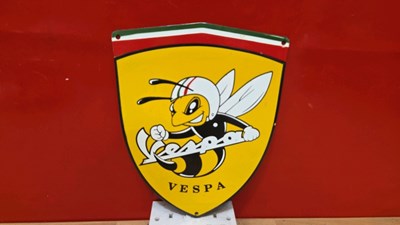 Lot 549 - VESPA ENAMEL SIGN 12" X 9"