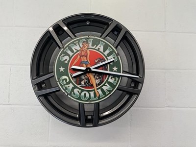 Lot 627 - PIN-UP GIRL ALLOY WHEEL CLOCK
