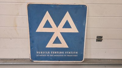 Lot 117 - M.O.T TESTING STATION ALUMINIUM SIGN 25" X 24"