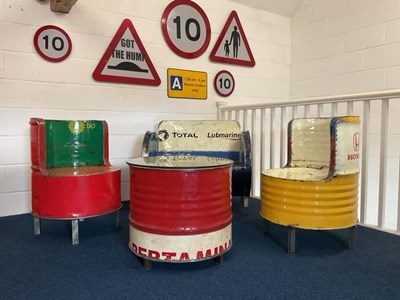 Lot 731 - ORIGINAL OIL DRUM FURNITURE SUITE