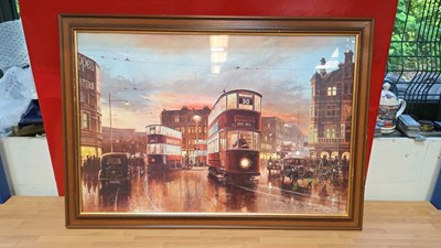 Lot 881 - FRAMED PRINT OF A TRAMCAR BY DON BRECKON 34" X 24"