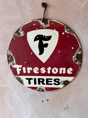 Lot 805 - FIRESTONE TIRES ENAMEL SIGN 12" DIA