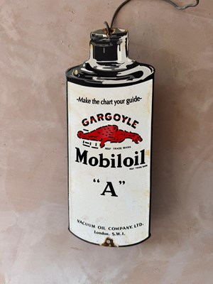 Lot 595 - GARGOYLE MOBILOIL ENAMEL SIGN 12" X 4.5"