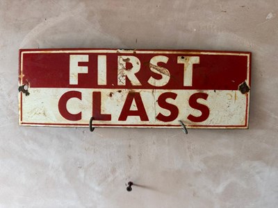 Lot 783 - FIRST CLASS ENAMEL SIGN 12" X 4"
