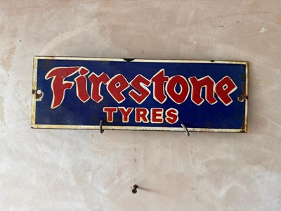 Lot 563 - FIRESTONE TYRES ENAMEL SIGN 12" X 4"