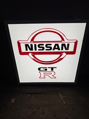 Lot 767 - NISSAN GT R LIGHT UP SIGN 24" X 24"