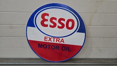 Lot 279 - ESSO EXTRA MOTOR OIL ENAMEL SIGN 24" DIA