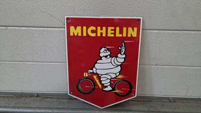 Lot 169 - MICHELIN MAN ON A BICYCLE ENAMEL SIGN 12" X 9"