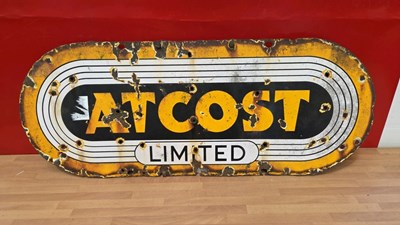 Lot 697 - ATCOST ENAMEL SIGN 29" X 12"