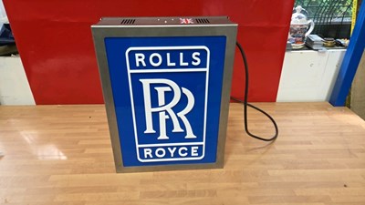 Lot 843 - ROLLS ROYCE , DOUBLE SIDED LIGHT UP SIGN 16" X 12"