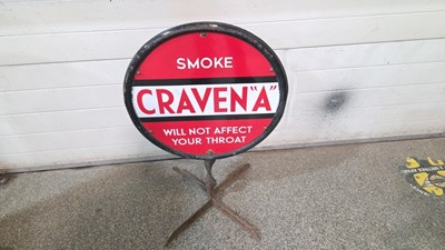 Lot 15 - CRAVEN 'A' DOUBLE-SIDED ENAMEL SIGN ON STAND 35" X 23"