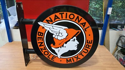Lot 851 - NATIONAL BENZOLE MIXTURE , DOUBLE SIDED LIGHT UP SIGN 23" DIA