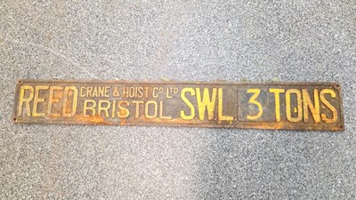 Lot 539 - READ CRANE & HOIST CO LTD SWL CAST SIGN 47" X 7"