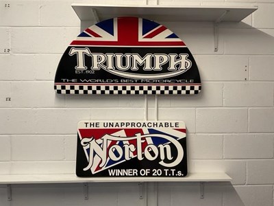 Lot 481 - LARGE TRIUMPH AND NORTON SIGNS