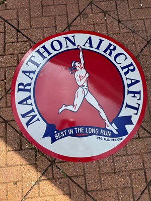 Lot 875 - MARATHON AIRCRAFT ENAMEL SIGN 30" DIA