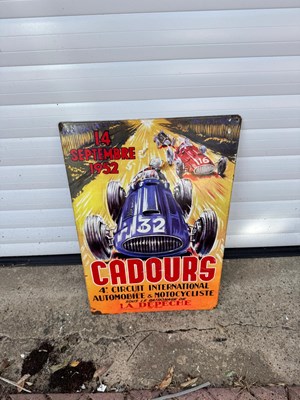 Lot 463 - CADOURS AUTOMOBILE & MOTORCYCLE CIRCUIT SIGN 24" X 16"