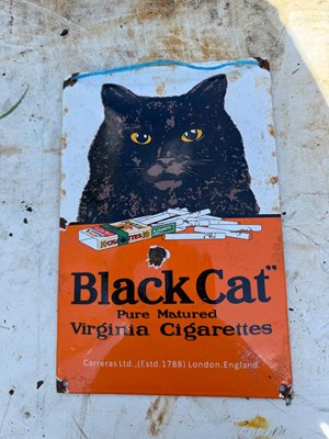 Lot 551 - BLACK CAT ENAMEL SIGN 12" X 8"