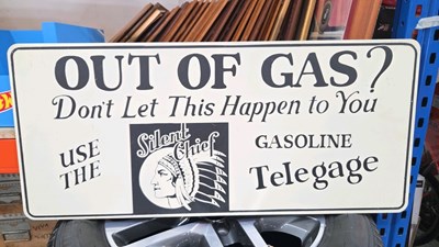 Lot 577 - OUT OF GAS ALUMINIUM SIGN 36" X 16"