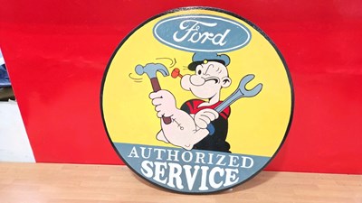 Lot 221 - WOODEN HAND PAINTED FORD SERVICE SIGN 19" DIA