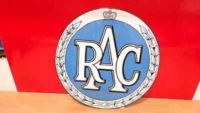 Lot 600 - METAL HAND PAINTED R.A.C SIGN 20" DIA