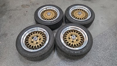 Lot 821 - MSW ALLOY WHEELS WITH CENTRE BOSSES ,GOLD CENTRES WITH MACHINED OUTERS