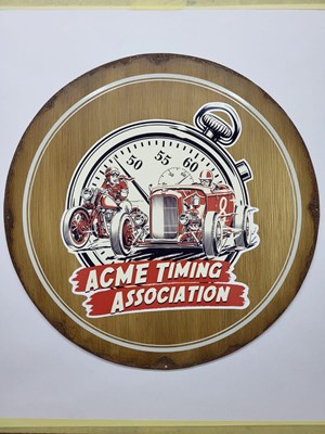 Lot 482 - HANDMADE ACME TIMING METAL SIGN 20" DIA