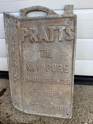 Lot 353 - PRATTS MOTOR SPIRIT CAST SIGN 13" X 8"