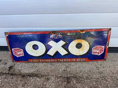 Lot 397 - OXO CUBE ENAMEL SIGN 24" X 8"
