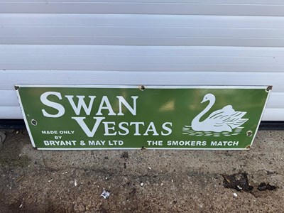 Lot 513 - SWAN VESTAS ENAMEL SIGN 29.5" X 9.5"