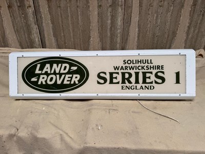 Lot 187 - LAND ROVER SERIES 1 LIGHT UP SIGN 50" X 14"