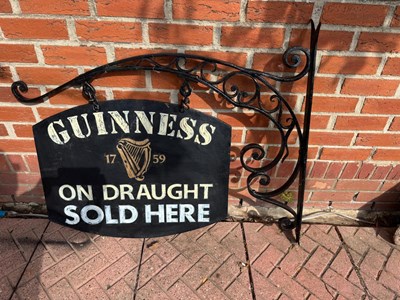 Lot 577 - HANGING DOUBLE SIDED, GUINNESS ON DRAUGHT SIGN 30" X 24"