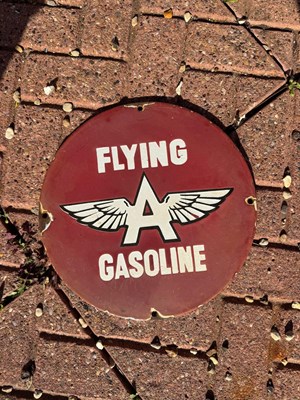 Lot 291 - FLYING A GASOLINE ENAMEL SIGN 12" DIA