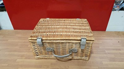 Lot 869 - TWO PERSON WICKER PICNIC HAMPER