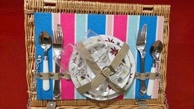 Lot 869 - TWO PERSON WICKER PICNIC HAMPER