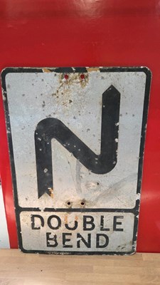 Lot 287 - DOUBLE BENDS ALUMINIUM SIGN 21" X 14"
